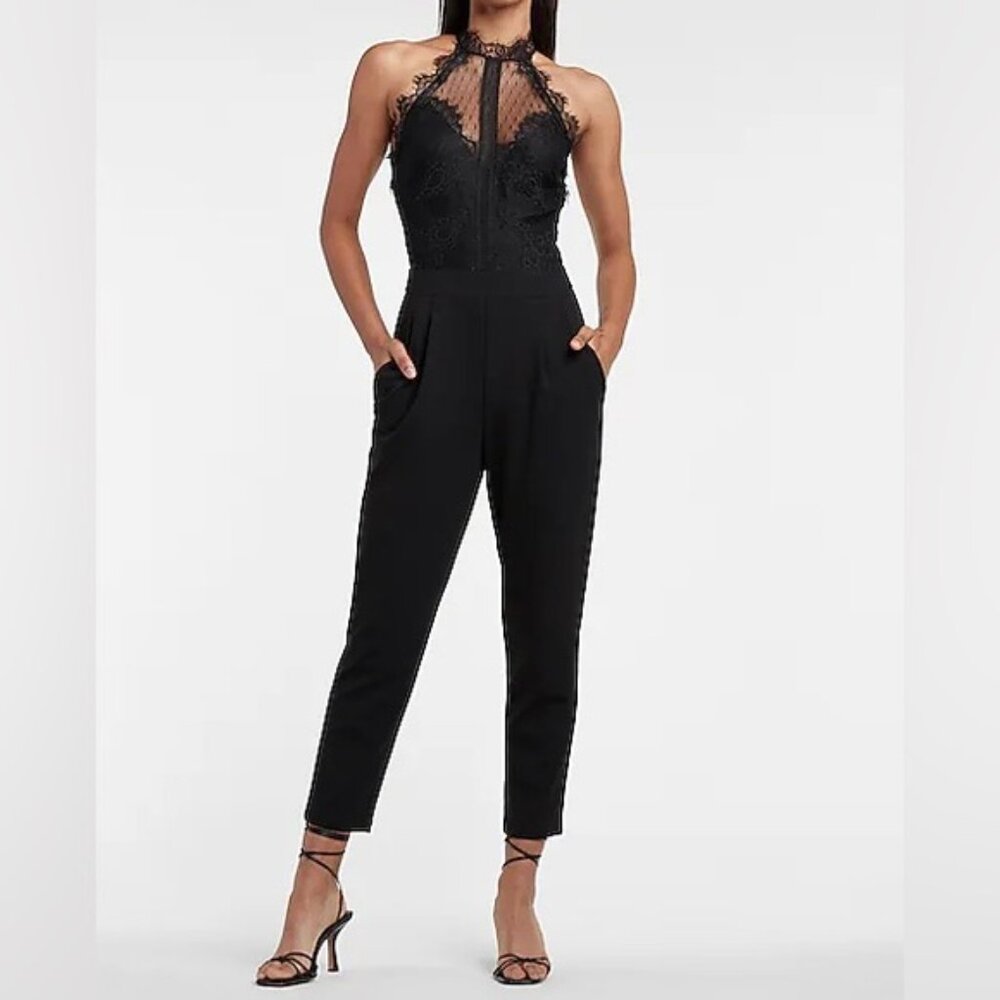 Elegant Black Lace Jumpsuit Express Formal